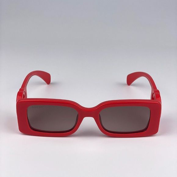 Gucci GG1325S 005 Sunglasses Red Brown Gradient Rectangle Women - Picture 10 of 15